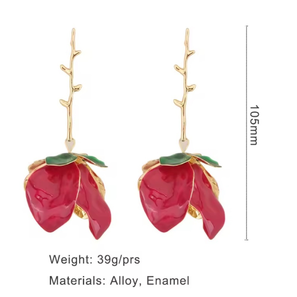 Anthropologe unique Pink and Gold Floral Earrings - Picture 6 of 10